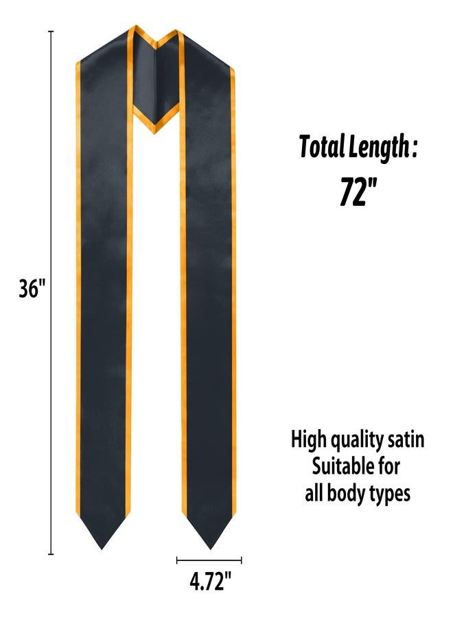 GHGMAO Plain Graduation Stole for Unisex Adult Classic End With Trim Graduation Sash Honor Stoles, 72" Long, 9 Colors (Black and Gold) - Image 3